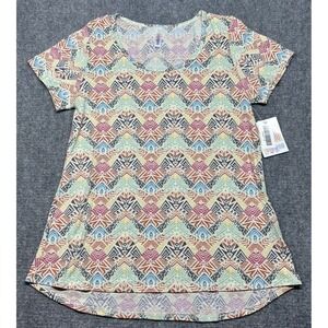 LulaRoe Classic T-Shirt Womens M Multicolor Aztec Round Neck Short Sleeve New